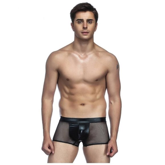 🍑Gay Pride Costume Festival Parade Black Mesh Sexy faux leather US SMALL(28-30) - Picture 3 of 5